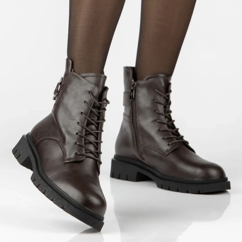 Women's leather ankle boots, dark brown, Filippo DBT8018