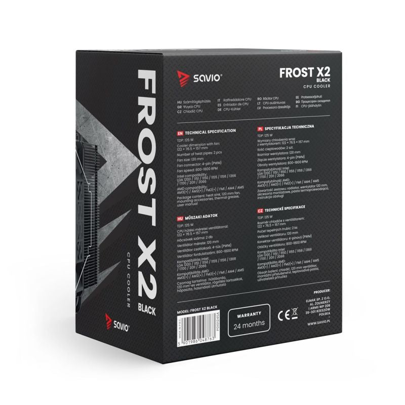 SAVIO CPU COOLER FROST BLACK X2 Chłodzenie/Chłodzenie CPU Your Sports Performance