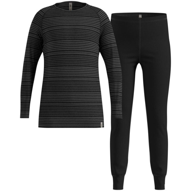 Thermal underwear - Odlo Set long ACTIVE WARM SET size 128cm Black Odzież militarna/Bielizna termoaktywna Your Sports Performance