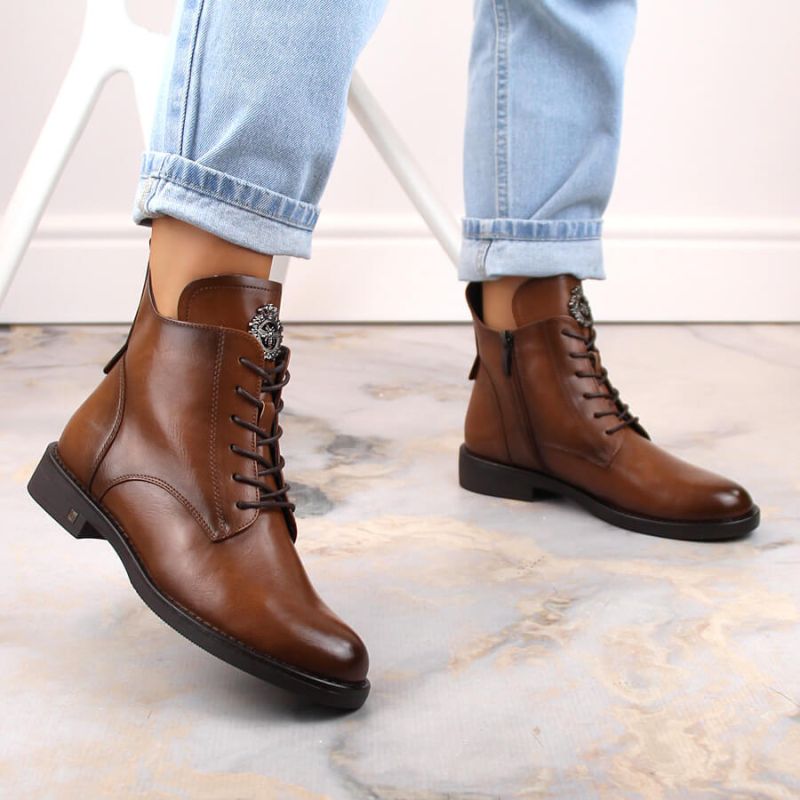 Lace-up and zipper ankle boots Potocki W WOL171C brown Footwear/Outdoor/Potocki Your Sports Performance