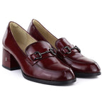 Women's leather brogues with high heels, burgundy, Vinceza 18116 Vinceza