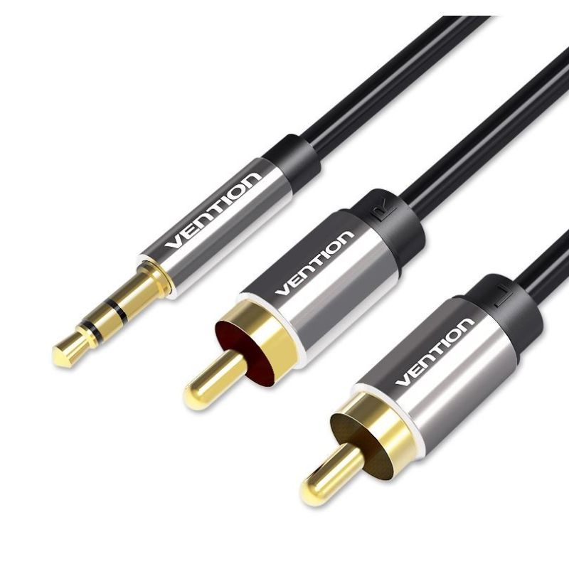 3.5mm Male to 2RCA Male Audio Cable 2m Black Kable i adaptery/Kable JACK i RCA(Cinch) Your Sports Performance