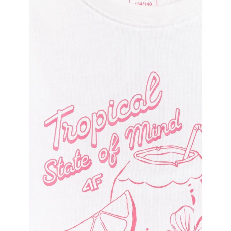 Girls' cotton T-shirt 4F 4FJRSS26TTSHF3983-11S