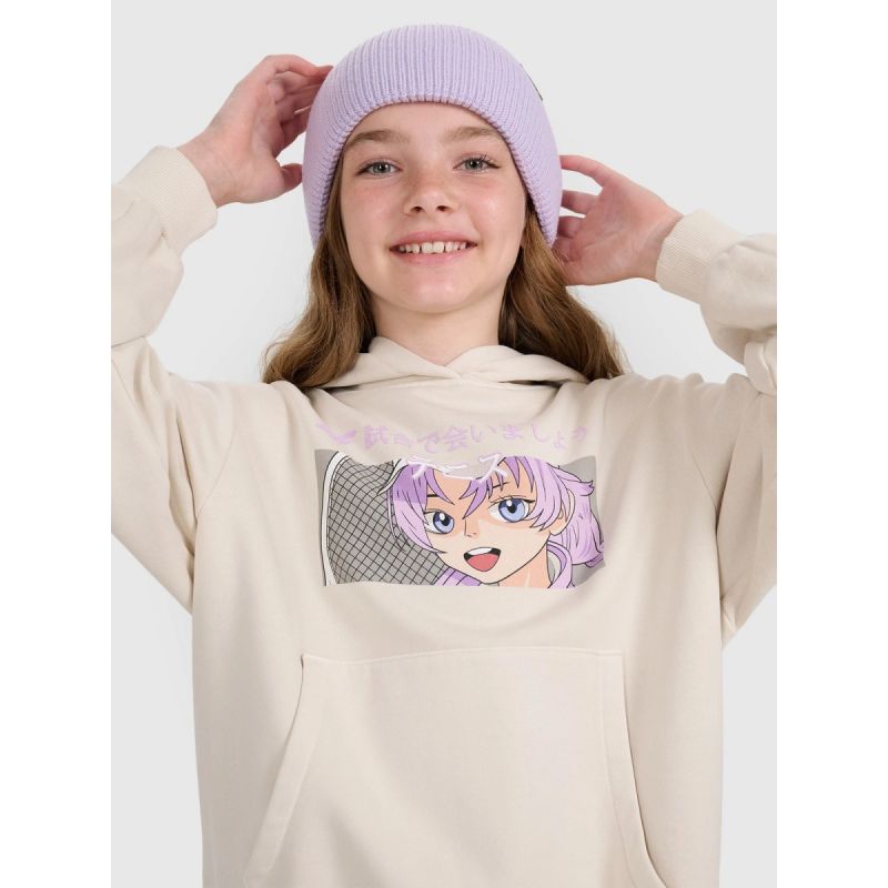 Girls' sweatshirt with hood, open, 4F 4FJRAW25TSWSF2294-11S *Kategoria tymczasowa Your Sports Performance