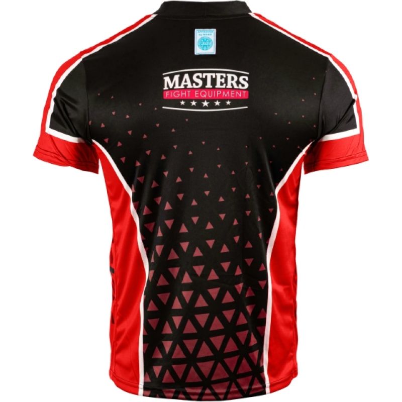 MASTERS "COMBAT JUNIOR" V-neck point-fighting shirt, black and red (WAKO APPROVED)