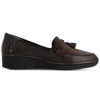 Rieker 53771-25 women's leather wedge shoes, comfortable brown