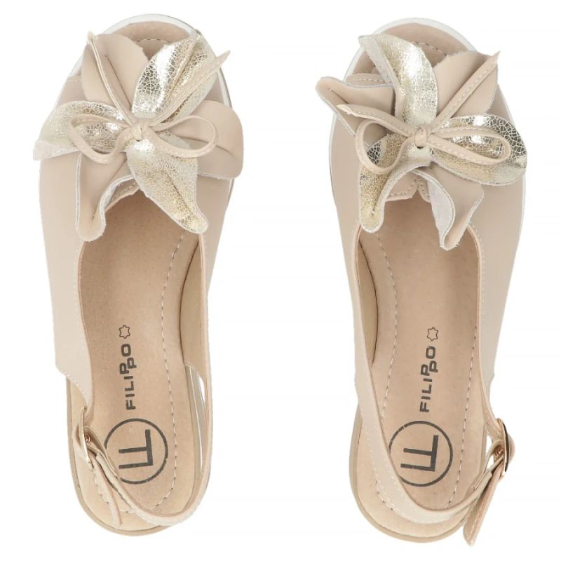 Women's leather wedge sandals beige Filippo DS7045/26