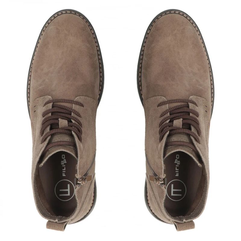Men's leather ankle boots, unlined, suede, beige, Filippo MBT8318