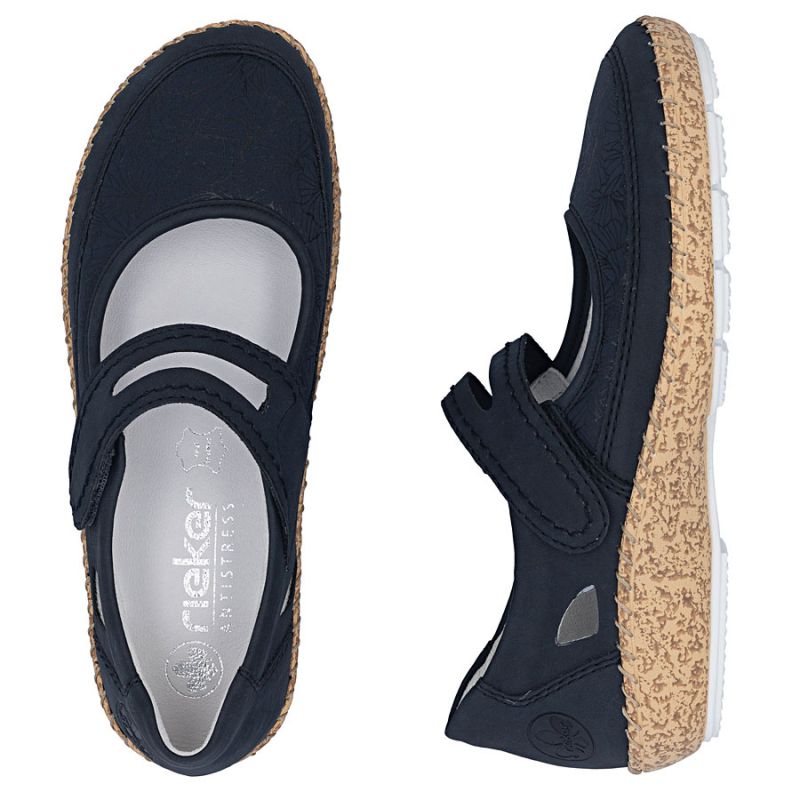 Women's Velcro Shoes Navy Blue Rieker 44859-14 To be categorized Your Sports Performance
