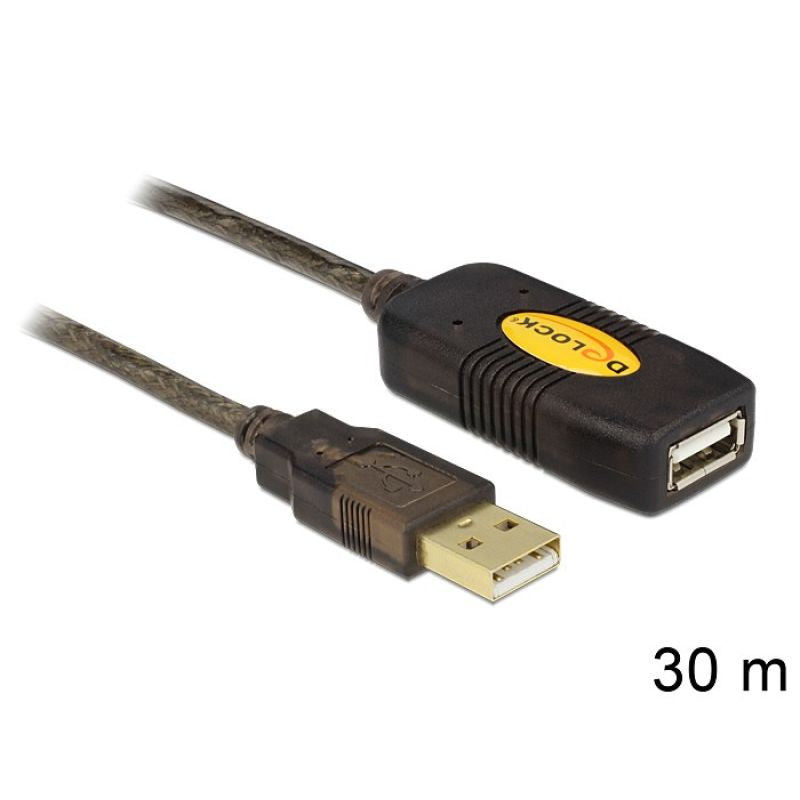 DeLOCK 30m, USB2.0 - USB2.0 USB Cable USB A Black Kable i adaptery/Kable USB Your Sports Performance