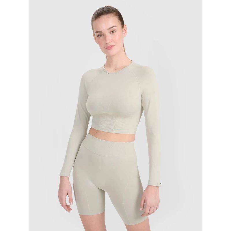 Women's training longsleeve crop top with cutout back 4F 4FRSS25TFLOF486-83S *Kategoria tymczasowa Your Sports Performance