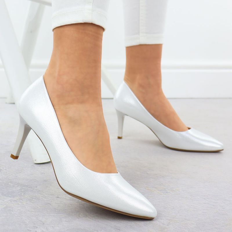 Women's satin silver pumps Sergio Leone 1336 Footwear Your Sports Performance