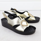 Women's gold leather wedge sandals S.Barski KV51-031 Footwear Your Sports Performance