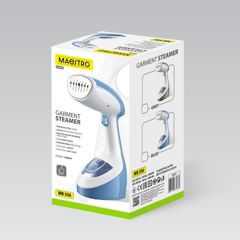 1600W Maestro MR-356-BLUE Garment Steamer AGD - Produkty/Parownice Your Sports Performance