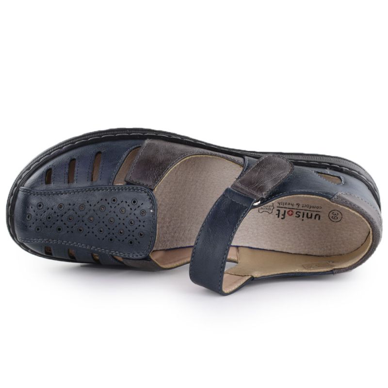 Comfortable women's shoes with Velcro, openwork, navy blue, Unisoft 9955 To be categorized Your Sports Performance