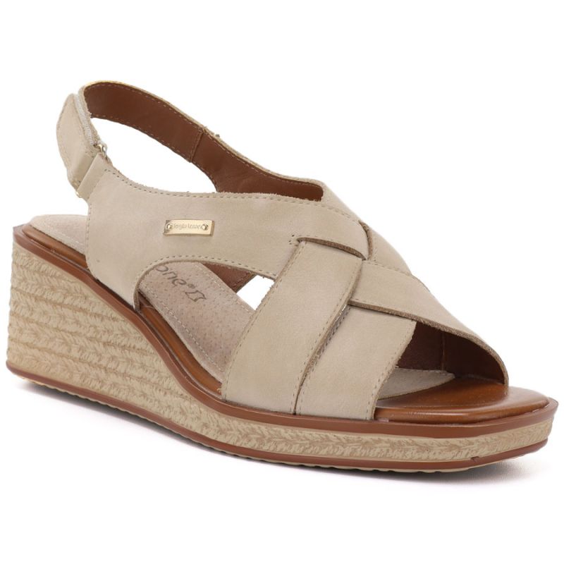 Beige Sergio Leone SK297 women's leather wedge sandals LEONE