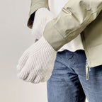 Braided telephone gloves with cutouts for fingers - beige Hurtel