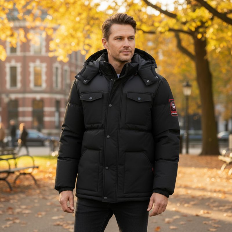Geographical Norway men's jacket BAREDA DB BLACK MEN 096 BLACK (WY3882H/GN-NOIR) Geographical Norway