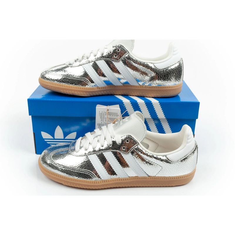 Adidas women's sports shoes Samba OG silver sneakers fashionable leather adidas