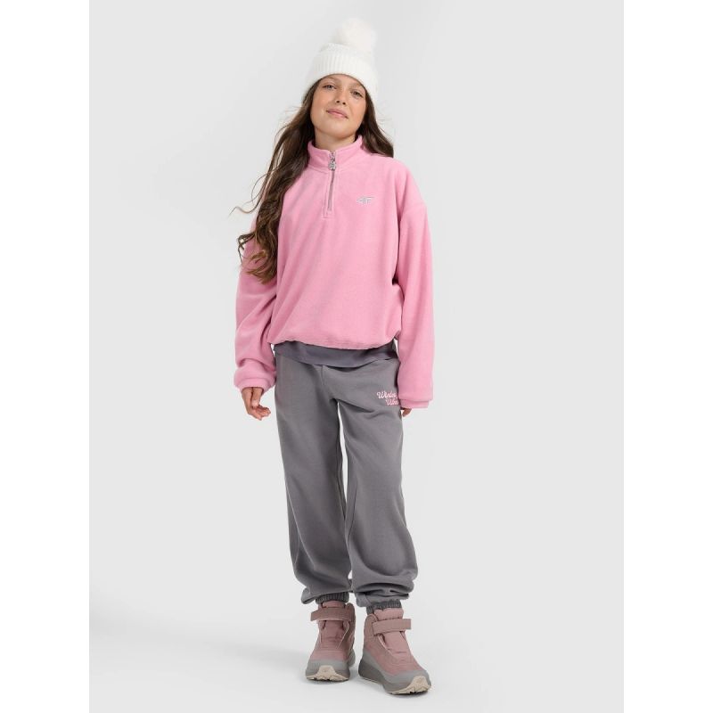 4FWarm oversize fleece with stand-up collar for girls 4F 4FJRAW25TFLEF441-54S 4f