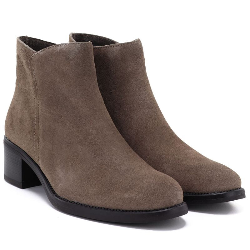 Women's leather ankle boots with a block heel, beige Sergio Leone BT-52-S