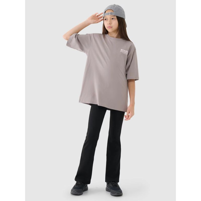 Girls' oversize T-shirt with print 4F 4FJRSS25TTSHF2586-83S *Kategoria tymczasowa Your Sports Performance