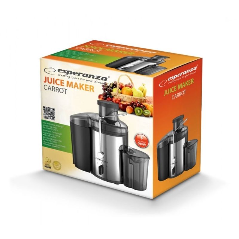 Esperanza Carrot Juicer EKJ002 (500W; stainless steel color) AGD - Produkty/Sokowirówki Your Sports Performance