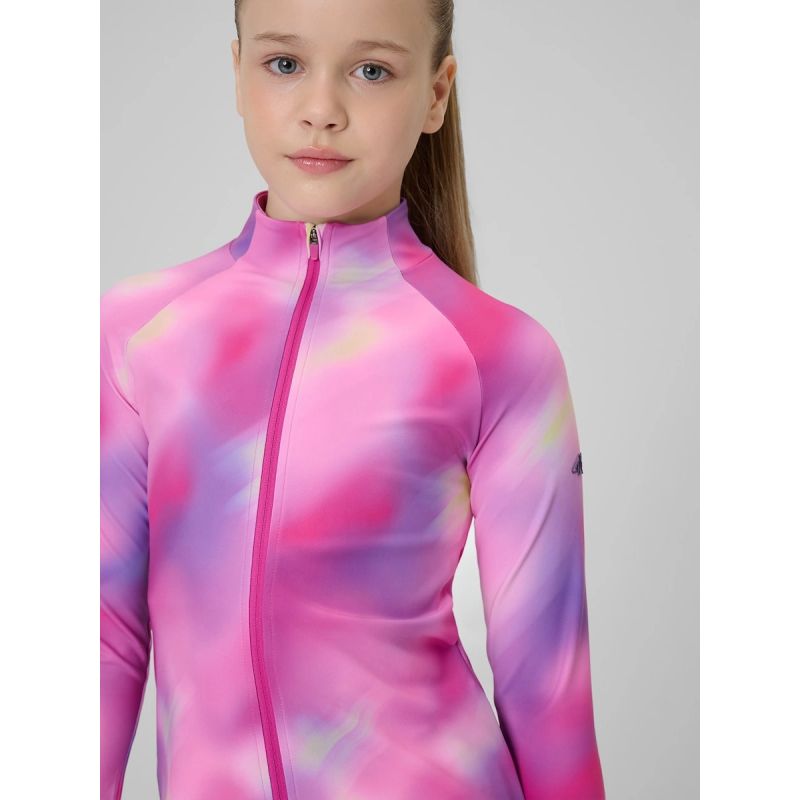 Girls' slim sports sweatshirt without hood 4F 4FJRSS26TFSWF0988-90A