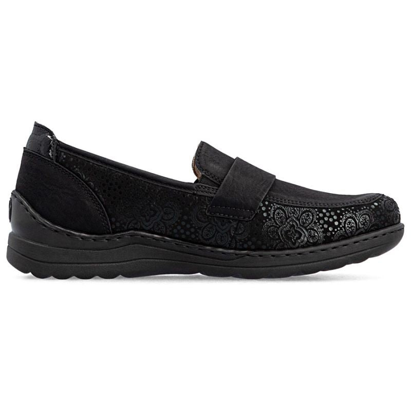 Women's comfortable black moccasin shoes Rieker 48968-00