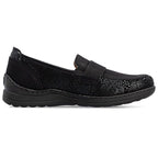 Women's comfortable black moccasin shoes Rieker 48968-00