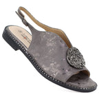 Women's flat sandals with pewter decoration S.Barski 61-6035 S.Barski