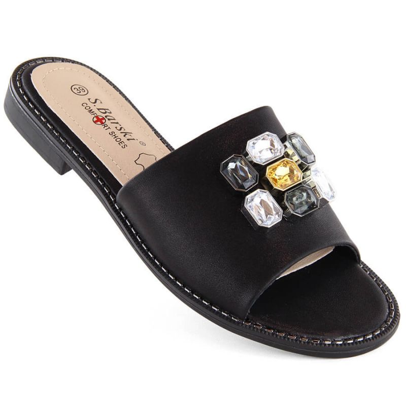 Flip-flops with rhinestones S.Barski W OLI262A, black Footwear/Lifestyle/S.Barski Your Sports Performance
