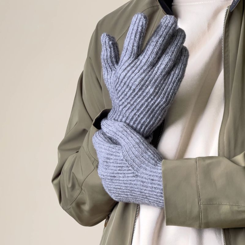 Braided telephone gloves with cut-outs for fingers - gray Hurtel