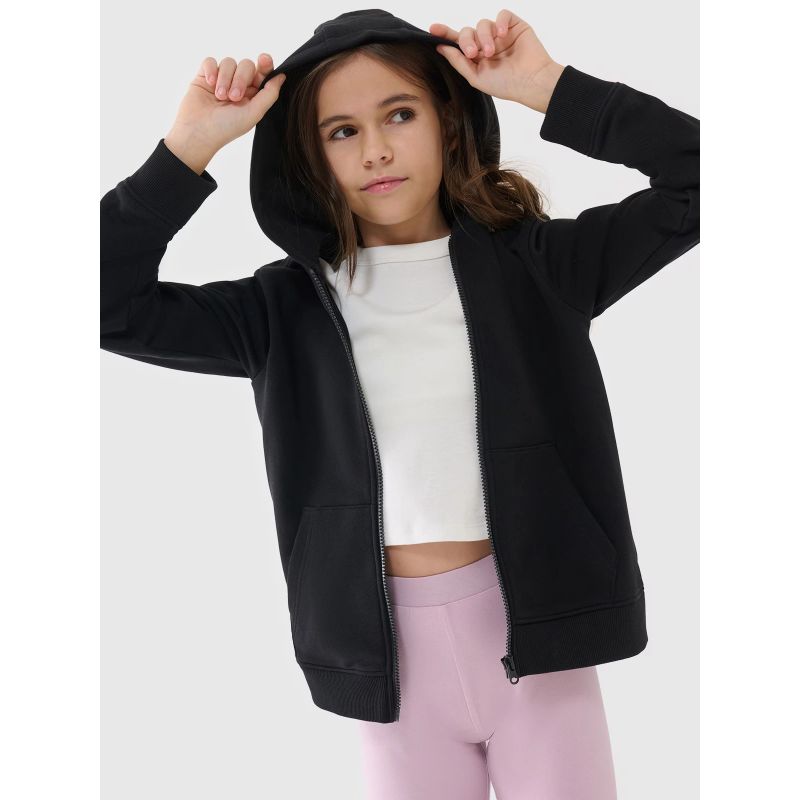 Girls' sweatshirt with a zipper and hood 4F 4FJWSS25TSWSF1706-20S *Kategoria tymczasowa Your Sports Performance
