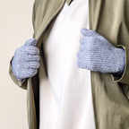 Braided telephone gloves with cut-outs for fingers - gray Hurtel