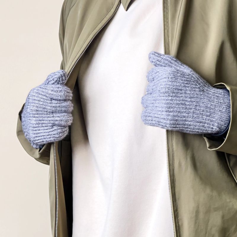 Braided telephone gloves with cut-outs for fingers - gray Hurtel