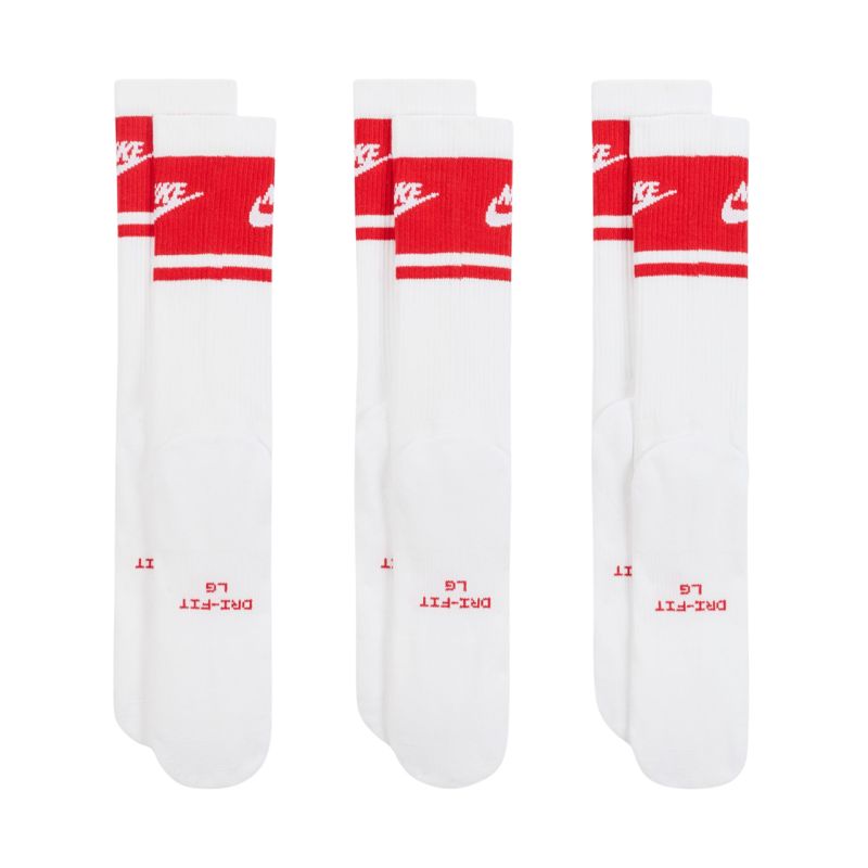 Nike Everyday Elevated Crew Socks 3 Pairs White and Red IM7949 900