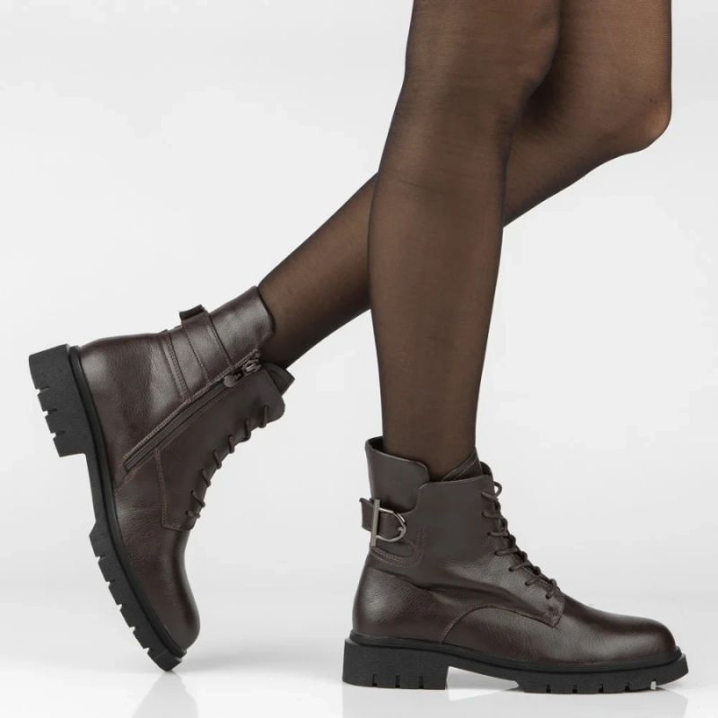 Women's leather ankle boots, dark brown, Filippo DBT8018