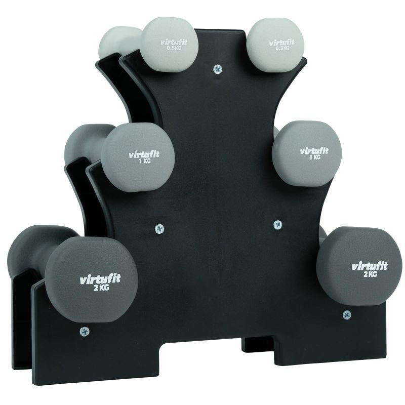 VIRTUFIT NEOPRENE DUMBBELL SET - BAR BELL SET - WITH HANDLE In preparation Your Sports Performance