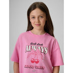 Girls' boxy T-shirt with print 4F 4FJRAW26TTSHF4239-56S