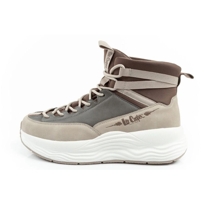 Lee Cooper women's sports sneakers, fashionable, comfortable, over-the-ankle, beige In preparation Your Sports Performance