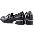 Women's patent leather shoes with a decorative heel, black Vinceza 58638 To be categorized Your Sports Performance