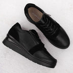 Sergio Leone PB236-S women's leather wedge sneakers, black Footwear Your Sports Performance