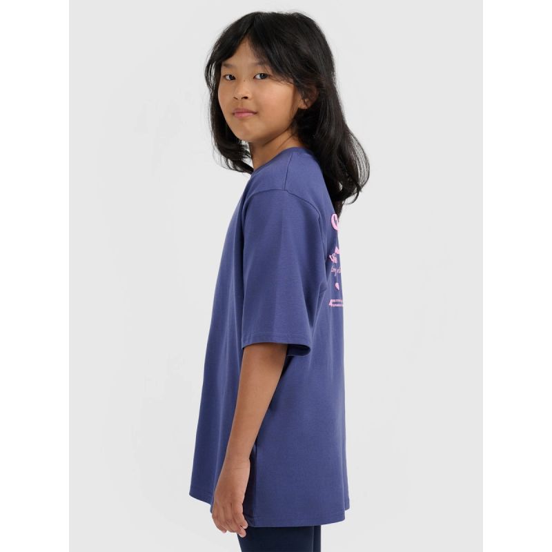 Oversized T-shirt with print for girls 4F 4FJRAW25TTSHF3187-33S *Kategoria tymczasowa Your Sports Performance