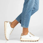 Leather platform sneakers, white, Filippo DP7498