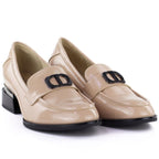 Women's patent leather shoes with a decorative heel, beige, Vinceza 58638 To be categorized Your Sports Performance