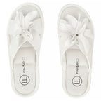 Women's leather flip-flops with a flower, white Filippo DK7762 Filippo