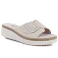 Women's beige leather wedge sandals S.Barski 7002 S.Barski