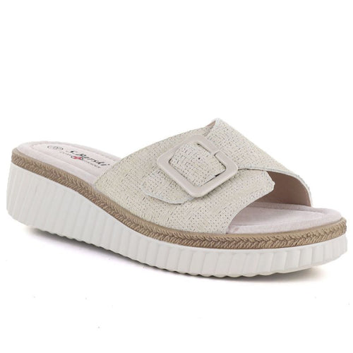 Women's beige leather wedge sandals S.Barski 7002 S.Barski