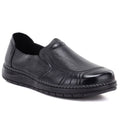 Women's comfortable leather slip-on shoes, black, Vinceza 107241